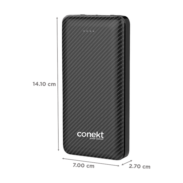 conekt Zeal Proton Pro 10000 mAh Fast Charging Power Bank (1 Micro USB Type B, 1 Type C & 2 Type A Ports, ABS Casing, LED Charging Indicator, Black)