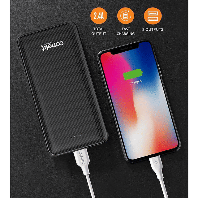 conekt Zeal Proton Pro 10000 mAh Fast Charging Power Bank (1 Micro USB Type B, 1 Type C & 2 Type A Ports, ABS Casing, LED Charging Indicator, Black)