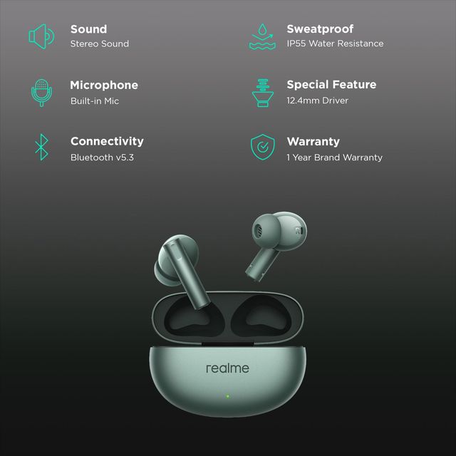 realme Buds Air 6 RMA2402 TWS Earbuds with Active Noise Cancellation (IP55 Water Resistant, Fast Charging)