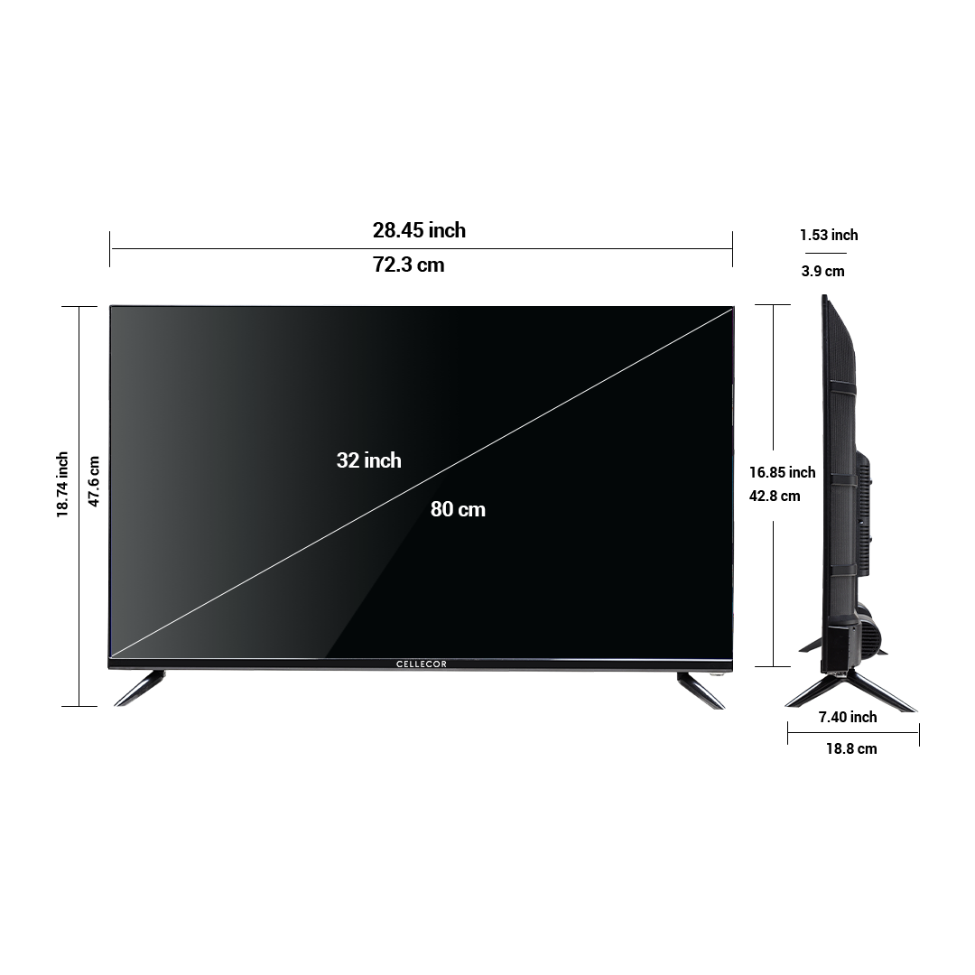 Cellecor Smart TV E‑32X (32″) – Full HD LED, Android 10, 24 W Speakers
