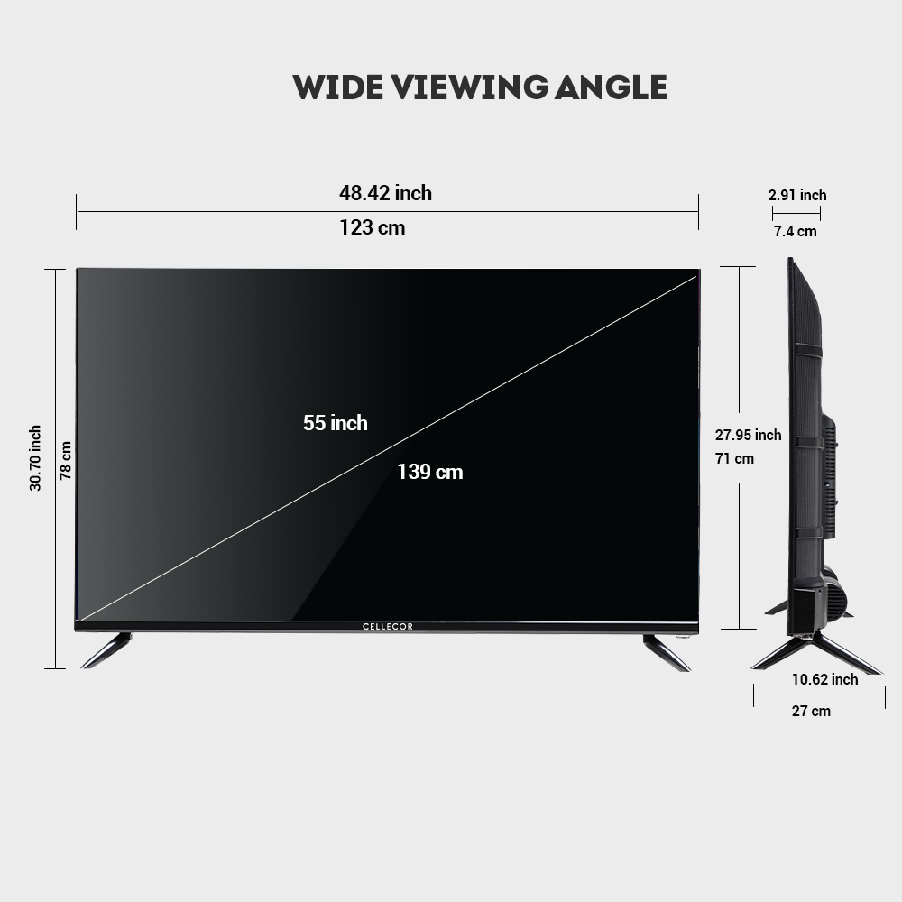 Cellecor S‑55 Smart TV – 55″ Ultra HD 4K Android TV with Dolby Audio