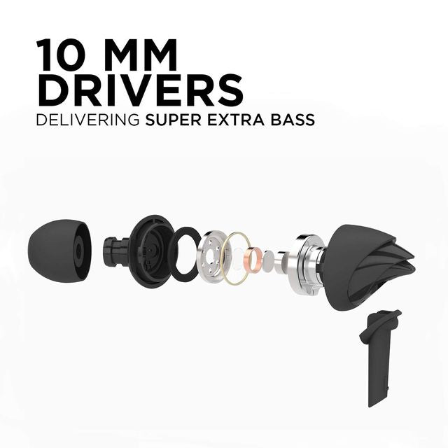boAt BassHeads 100 Wired Earphone with Mic (In Ear, Black)