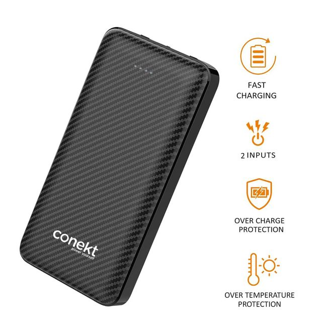 conekt Zeal Proton Pro 10000 mAh Fast Charging Power Bank (1 Micro USB Type B, 1 Type C & 2 Type A Ports, ABS Casing, LED Charging Indicator, Black)