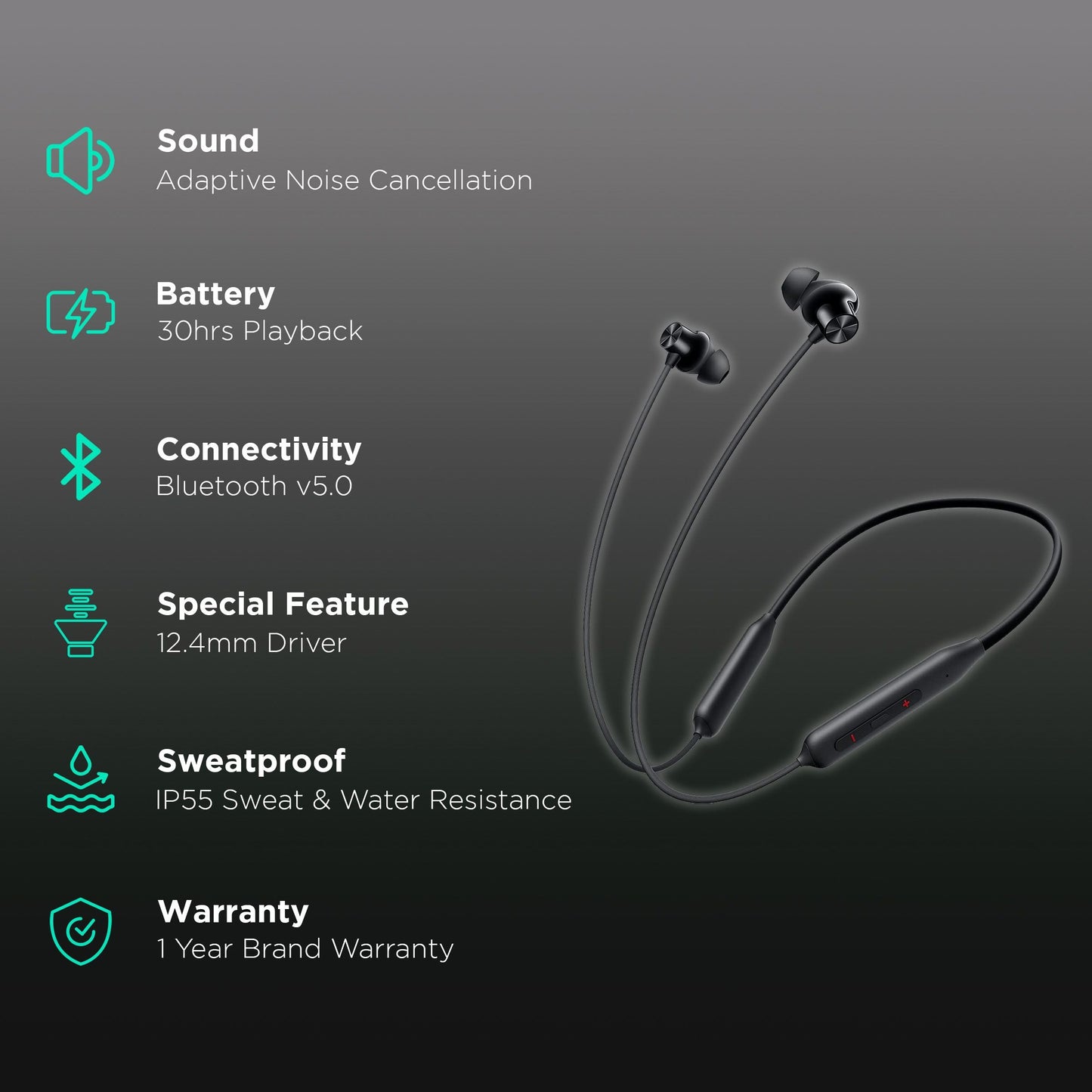 OnePlus Bullets Wireless Z2 E305A Neckband with AI Noise Cancellation (IP55 Water & Sweat Resistant, Upto 30 Hours Playback, Acoustic Red)