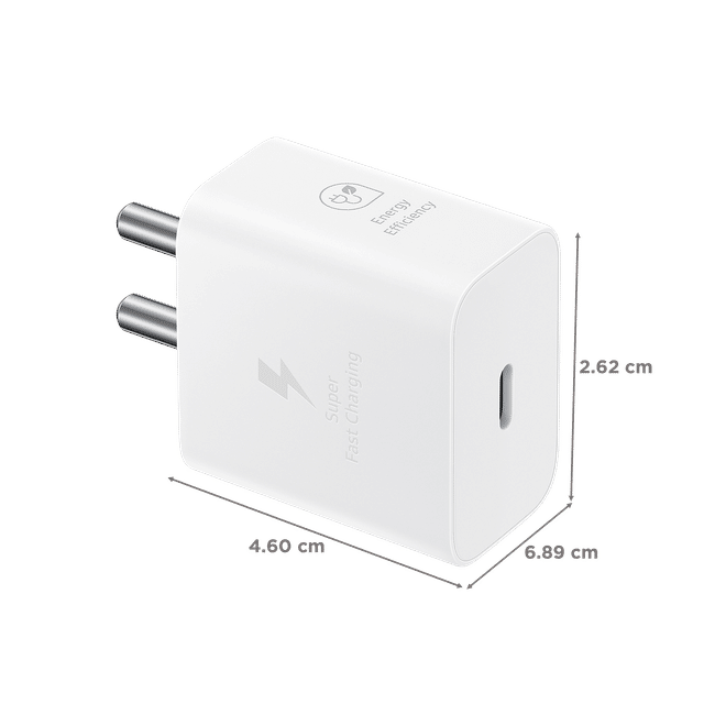 SAMSUNG 25W Type C Fast Charger (Adapter Only, Support PD 3. PPS, White)