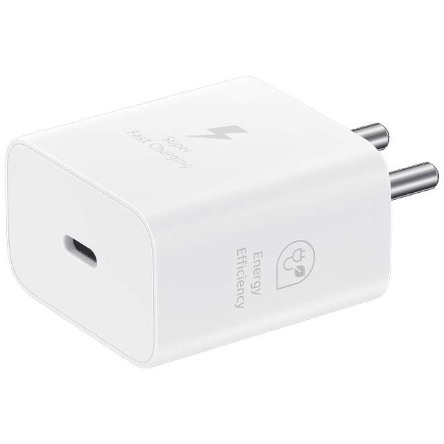 SAMSUNG 25W Type C Fast Charger (Adapter Only, Support PD 3. PPS, White)