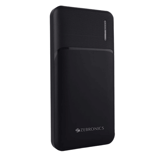 ZEBRONICS 10000 mAh Power Bank (2 Type A, 1 Type C & 1 Micro USB Ports, LED Indicator, Black)