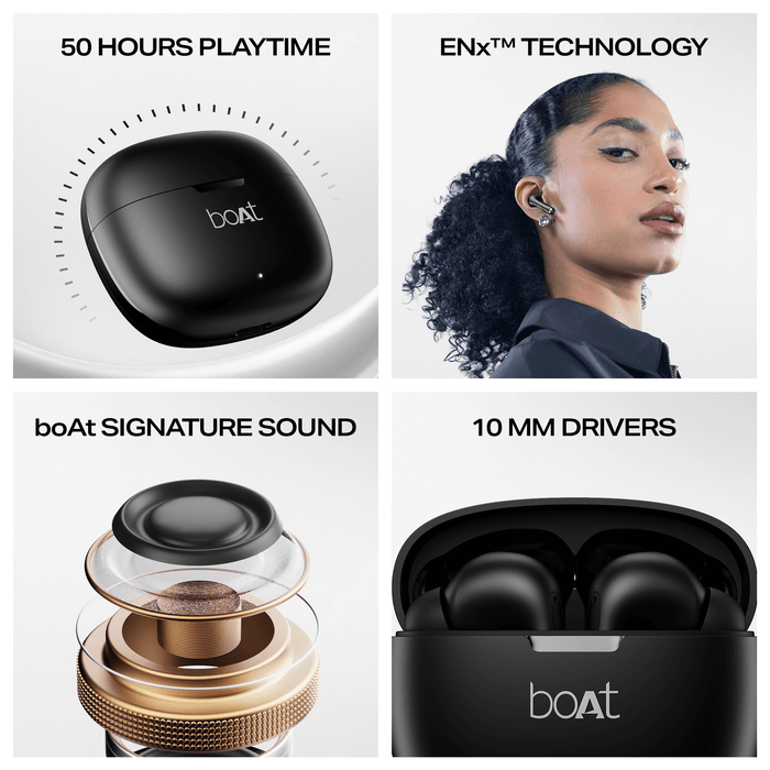 Boat Airdopes 213, 50H Battery, ENx Tech, Beast Mode, ASAP Charge, Bluetooth Earbuds
