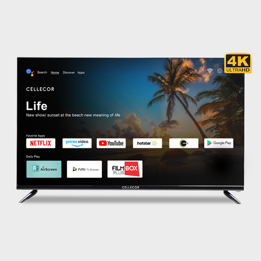 Cellecor S‑55 Smart TV – 55″ Ultra HD 4K Android TV with Dolby Audio