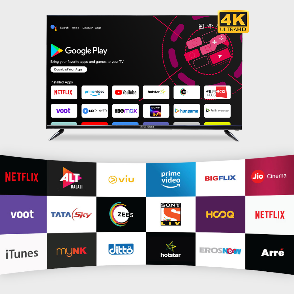 Cellecor S‑55 Smart TV – 55″ Ultra HD 4K Android TV with Dolby Audio