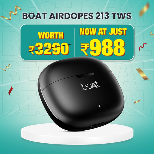 Boat Airdopes 213, 50H Battery, ENx Tech, Beast Mode, ASAP Charge, Bluetooth Earbuds