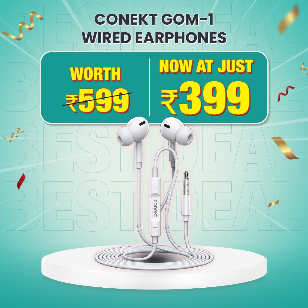 CONEKT GOM-1 Full Bass Noise Canceling in-Ear Earphones